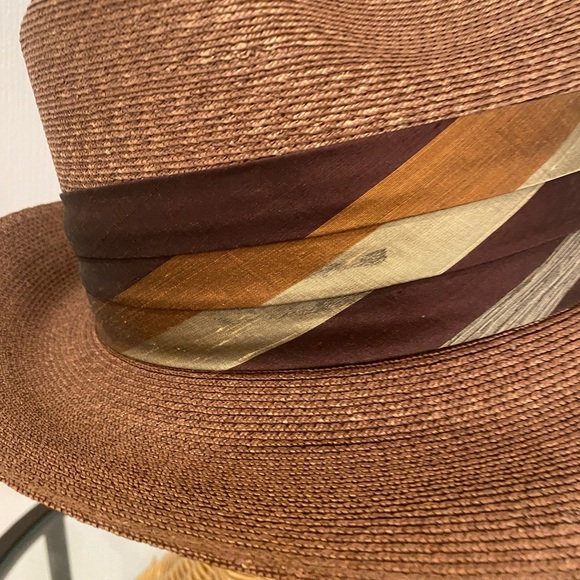 Stetson Vintage Mens Fedora Straw Brown Hat - Picture 6 of 10